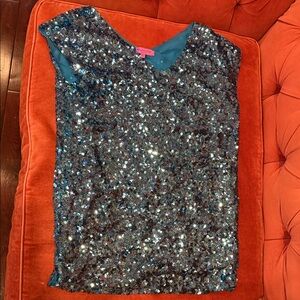 Calypso St. Barth Sparkling Sequin Mini Dress - Blue and Silver